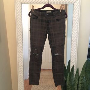 Free People Plaid Print Jeans size 27